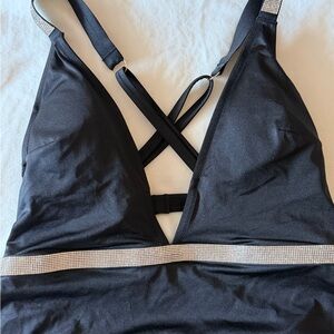 Victoria's Secret Black One Piece with Silver Trim